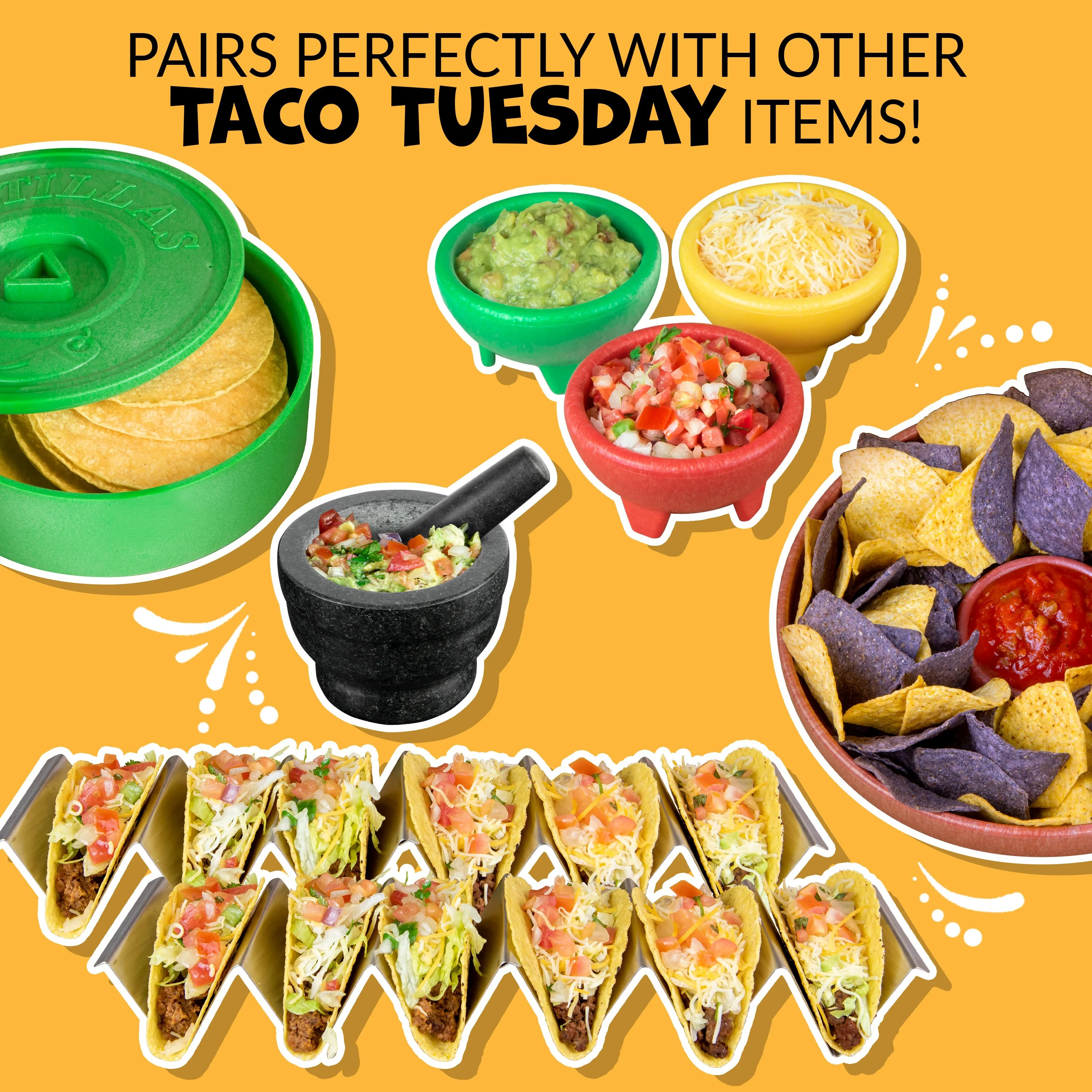Taco Tuesday 3-Piece Salsa Bowl Set in Yellow, Green & Red - Inhomebuy
