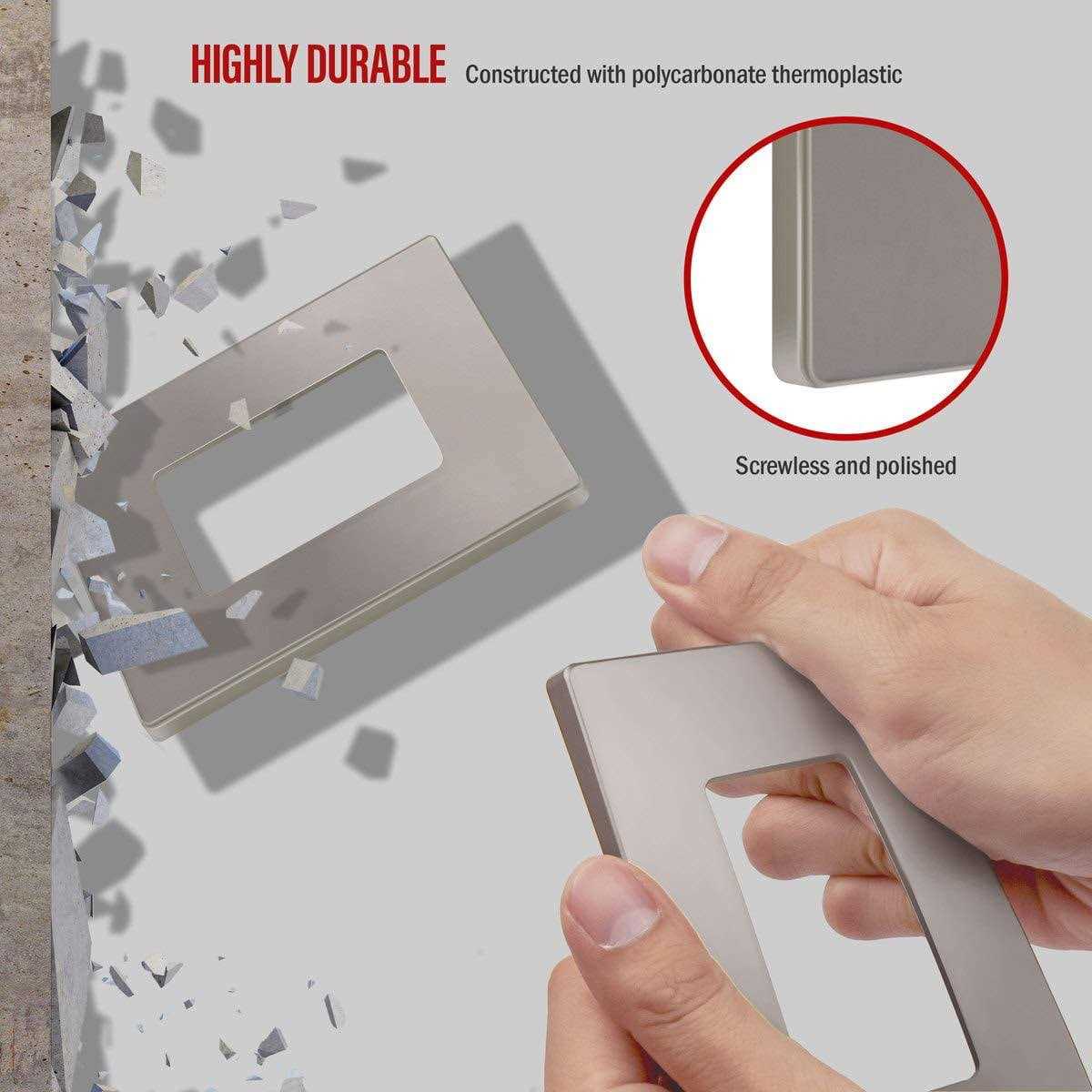 Enerlites Elite Series Screwless Decorator Wall Plate Child Safe Outlet Cover - Inhomebuy