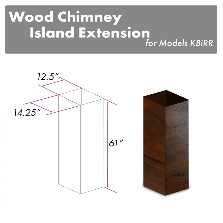 ZLINE 61 in. Wooden Chimney Extension for Ceilings up to 12.5 ft., KBiRR-E - Inhomebuy