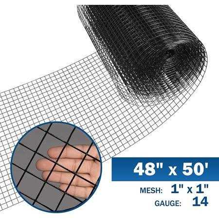 Fencer Wire 16 Gauge Black Vinyl Coated Welded Wire Mesh Size by 1 inch - Inhomebuy