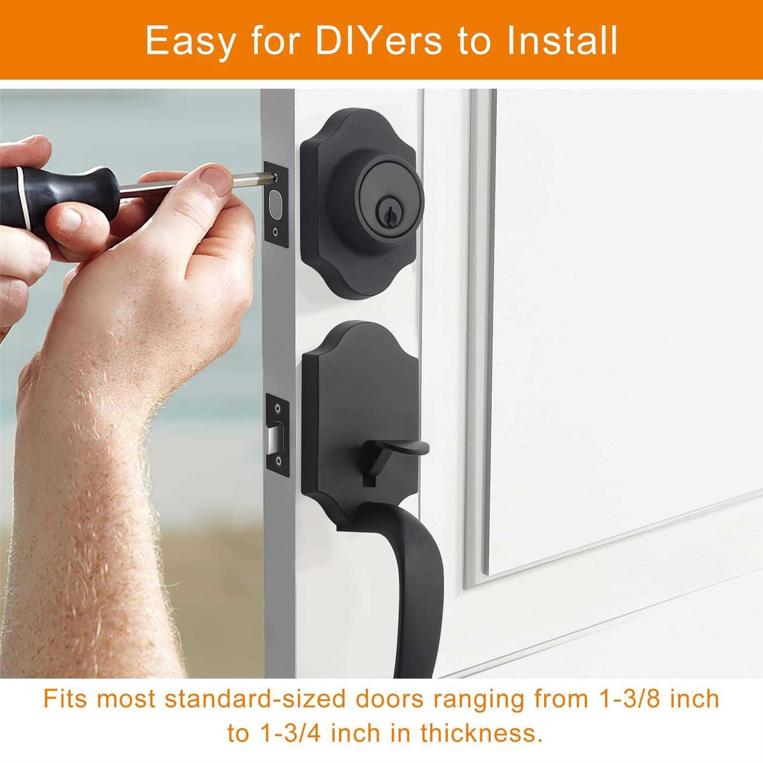 Natsukage Front Door Handle Set Heavy Duty Double Door Lock Set Double Door Handle Sets with Dummy - Inhomebuy