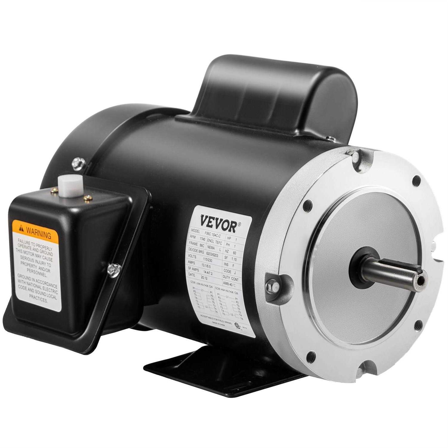 VEVOR 1Hp Electric Motor 120156C Single Phase 56C Frame TEFC 115230V 3600RPM JLDJ120156C360001V6 - Inhomebuy