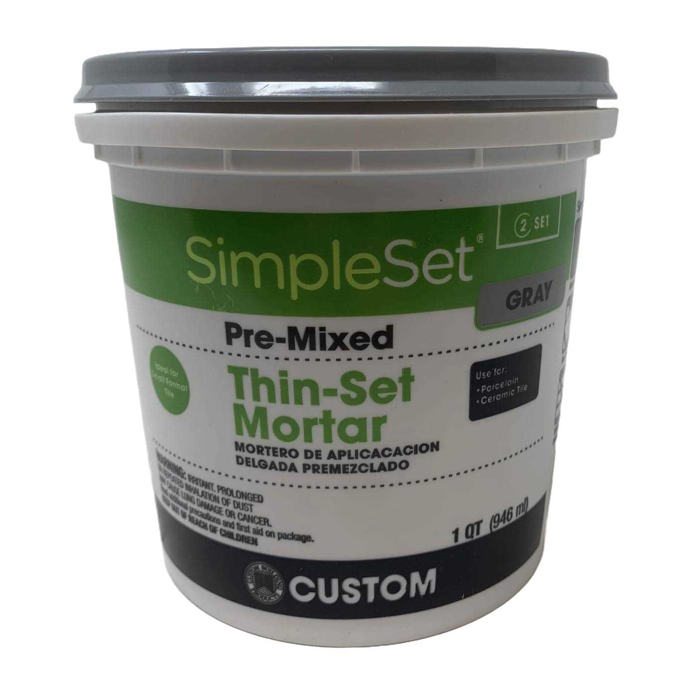 Custom Building Products SimpleSet Pre-Mixed Thin-Set Mortar 1 qt - Inhomebuy