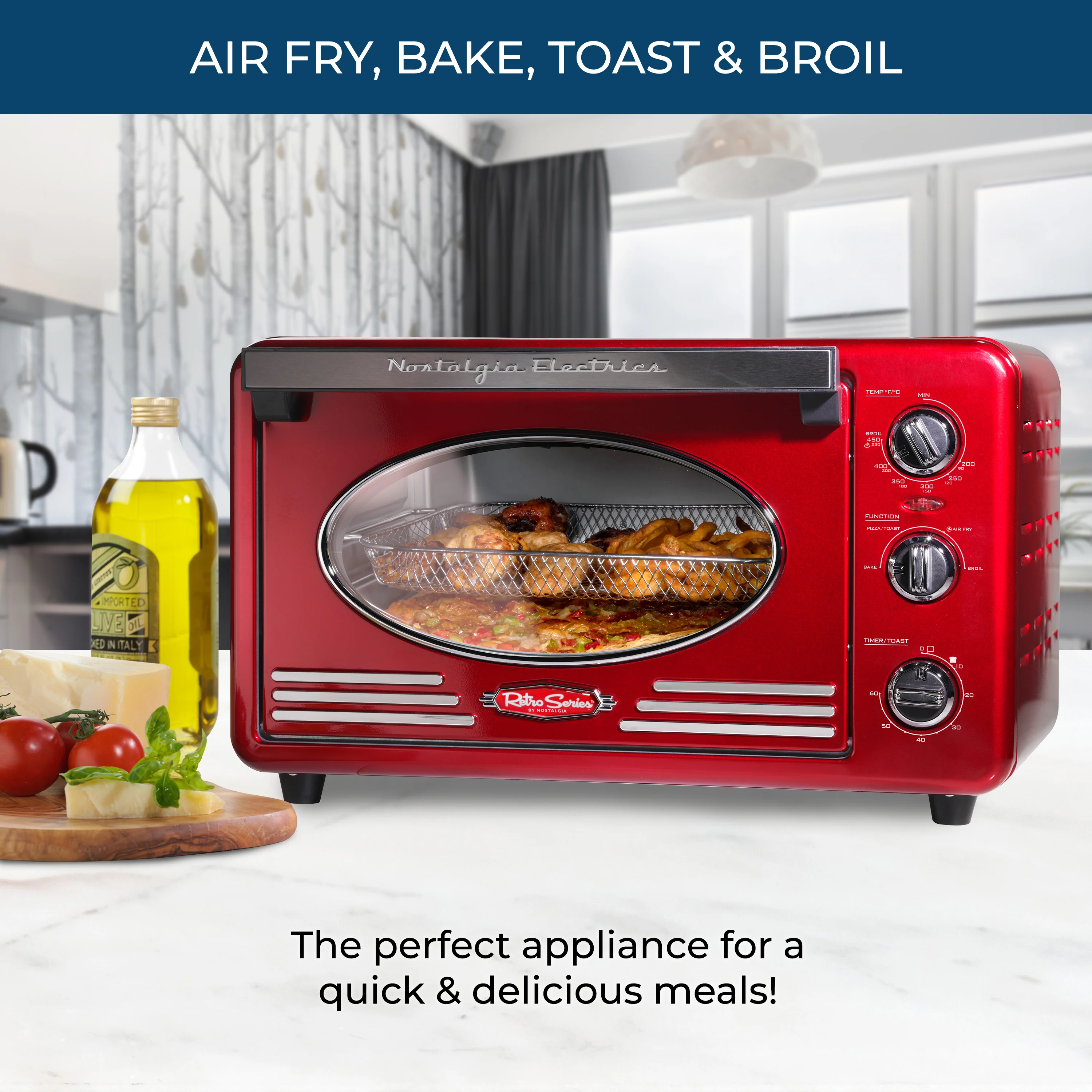 Nostalgia RTOV2RR Retro 12-Slice Convection Toaster Oven - Inhomebuy