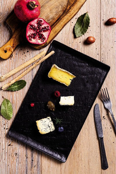 Rect.Plate 29.5x15cm/h Vulcania Black - Inhomebuy