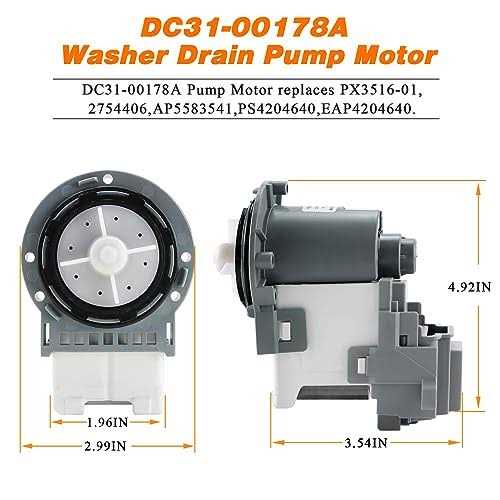 New upgrade DC31-00178A PX3516-01 Washer Drain Pump Motor by Techecook - Inhomebuy