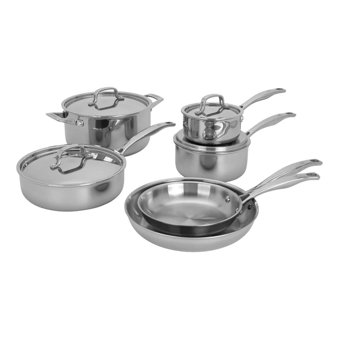 Henckels 10pc Stainless Steel Polished Interior Cookware Set, RealClad Series - Inhomebuy