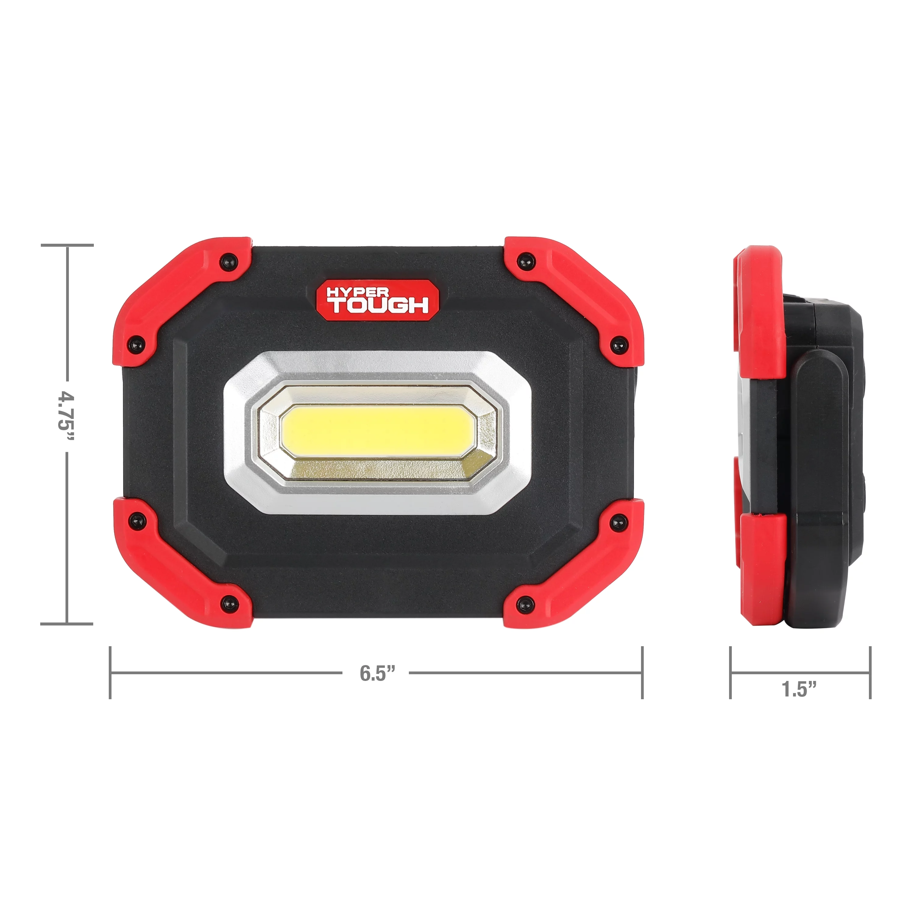 Hyper Tough 1200 Lumen LED Rechargeable Portable Work Light, Red, Black - Inhomebuy