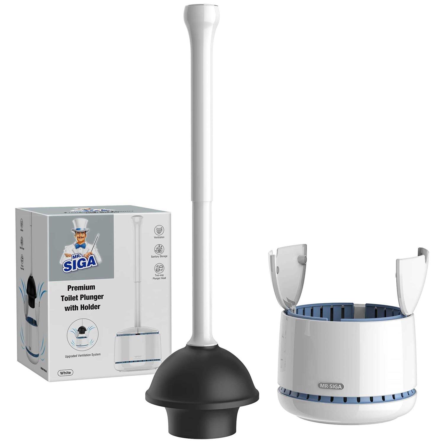 Mr.siga Toilet Plunger with Holder, Heavy Duty Toilet Plunger and Holder Combo for Bathroom Cleaning - Inhomebuy