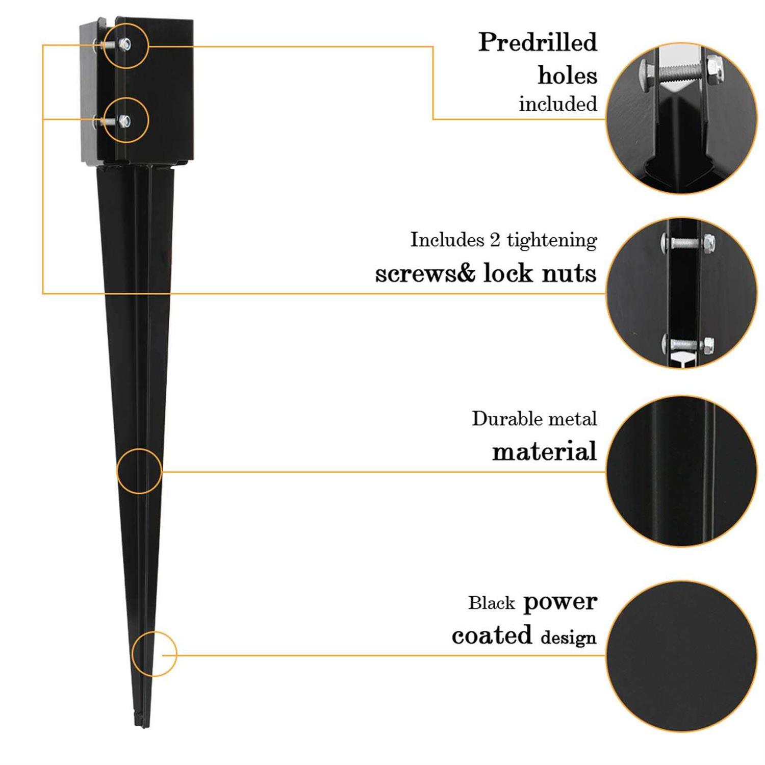 Gtongoko Fence Post Anchor Ground Spike Powder Coated 4 x 4 Inches Outer Diameter - Inhomebuy