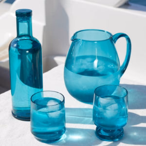 Bahamas Water Glass Set 6 Pcs Ecozen Turquoise - Inhomebuy