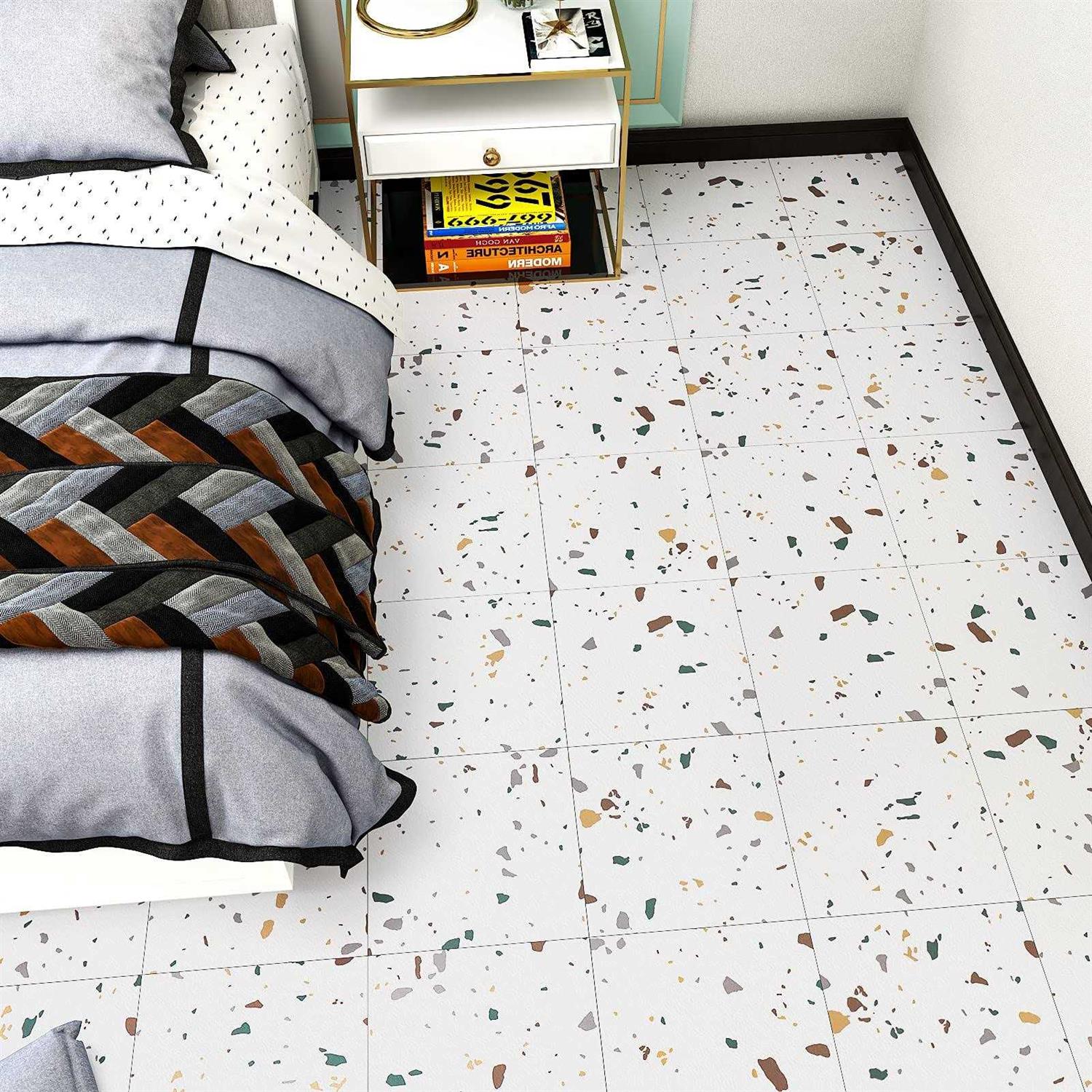 Westick Peel And Stick Floor Tile 12 x 12 Inch 20 Pcs White Marble Adhesive Vinyl Flooring Bathroom Self Stick on Floor Tiles Linoleum Laminate - Inhomebuy