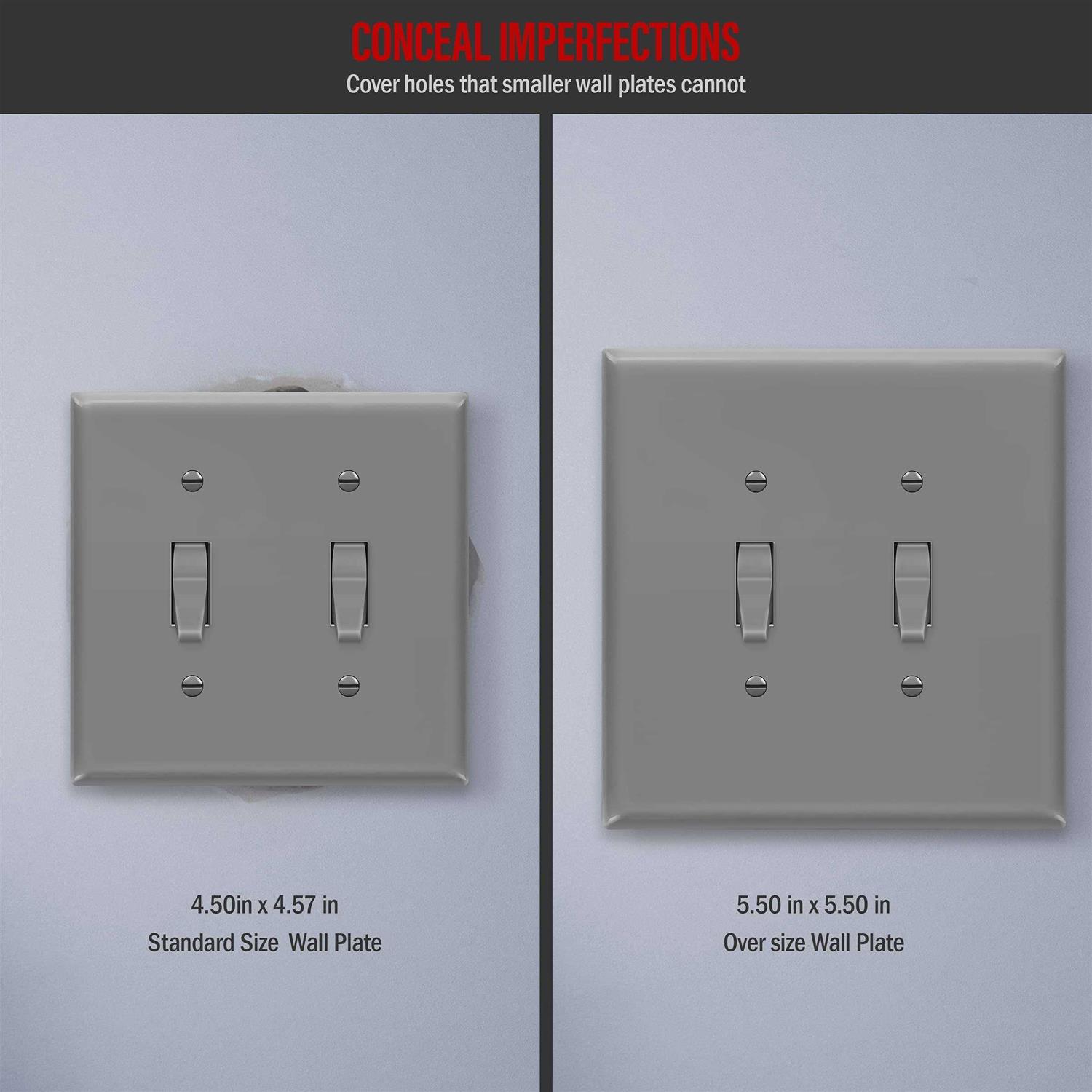 Enerlites Double Toggle Switch Cover Two Gang Light Switch Wall Plate - Inhomebuy