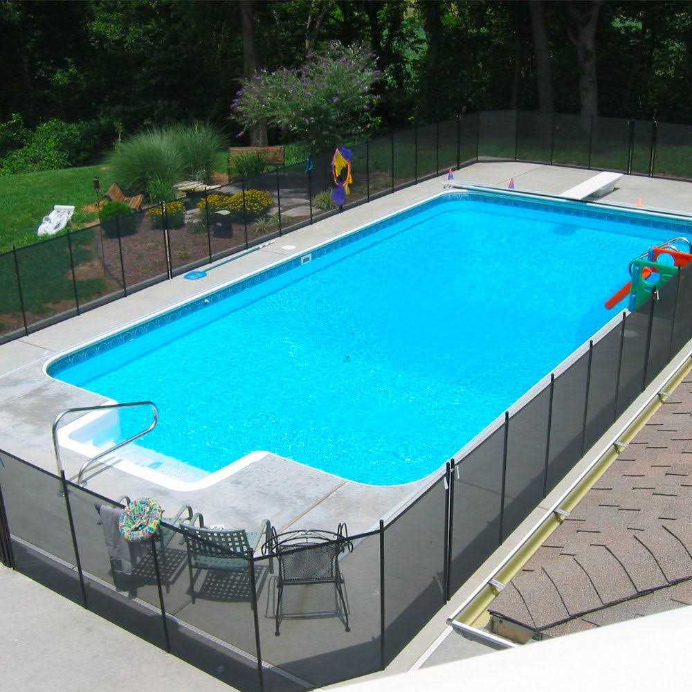 Pool Fence DIY 12’x5′ Fence Section with 5 Poles in Black - Inhomebuy