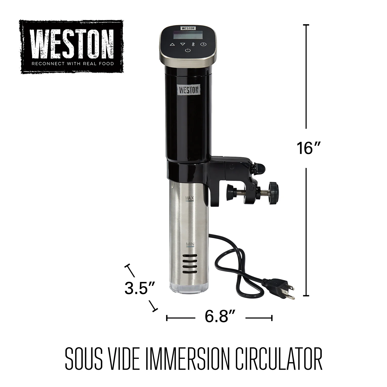 Weston Sous Vide Immersion Circulator: 800W with digital controls & display, black | 36200 - Inhomebuy