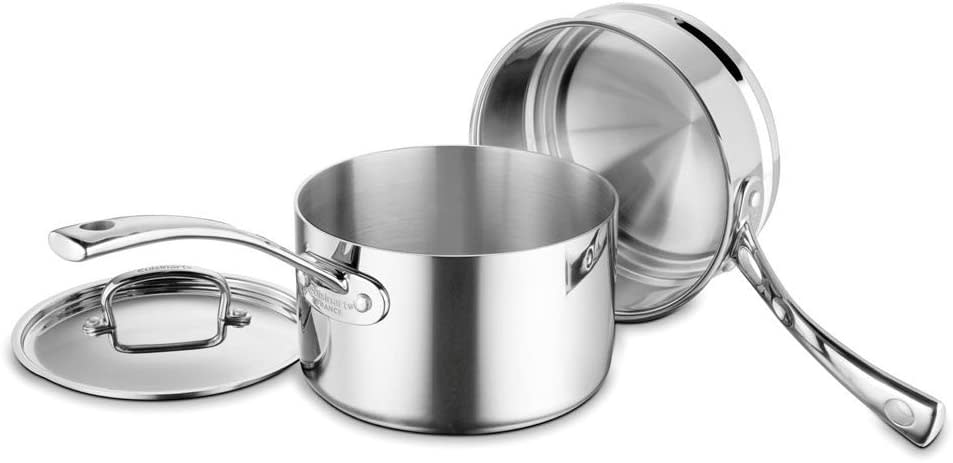 Cuisinart French Classic 3-Piece Saucepan & Double Boiler Set: 18cm, tri-ply stainless steel | FCT1113-18 - Inhomebuy