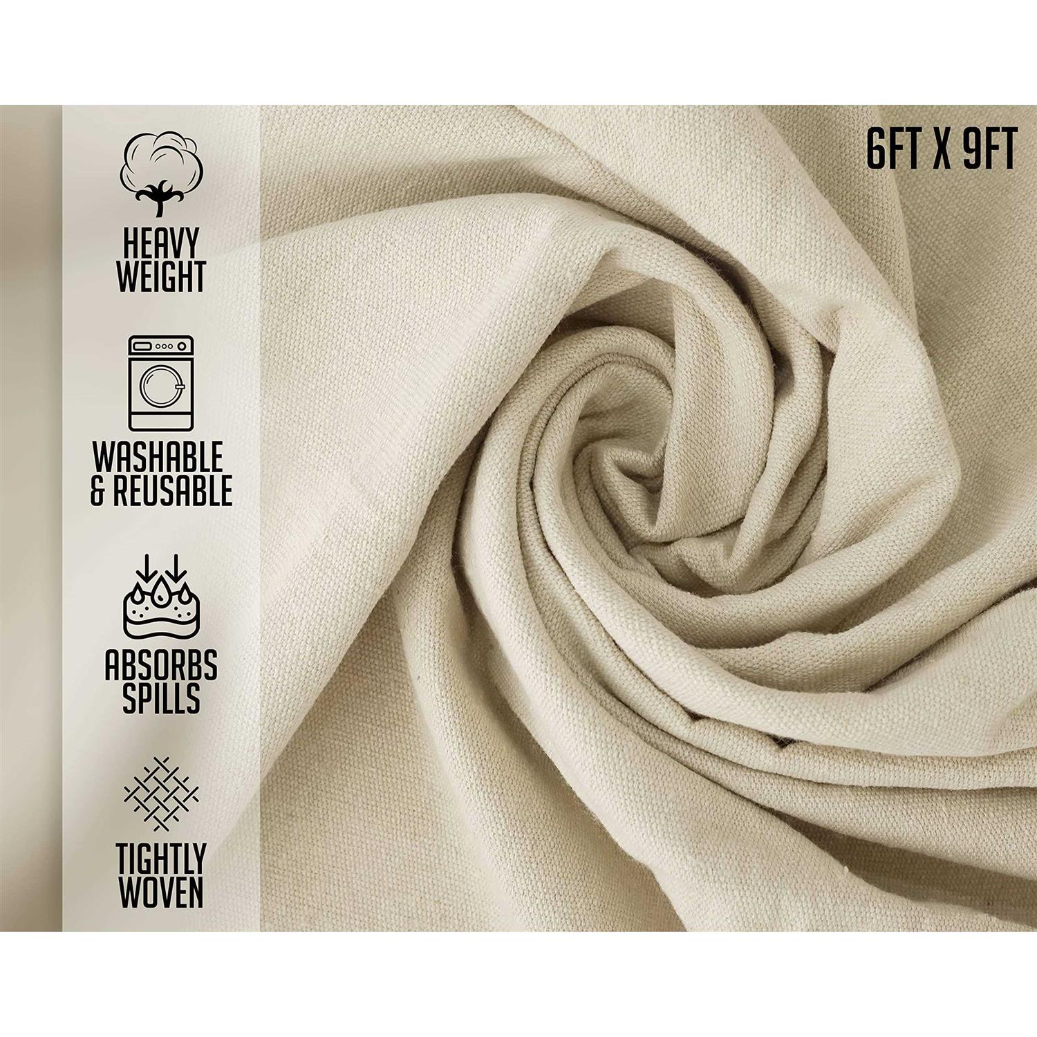 Zuperia Canvas Drop Cloth of 2 Pure Cotton Painters Drop Cloth - Inhomebuy