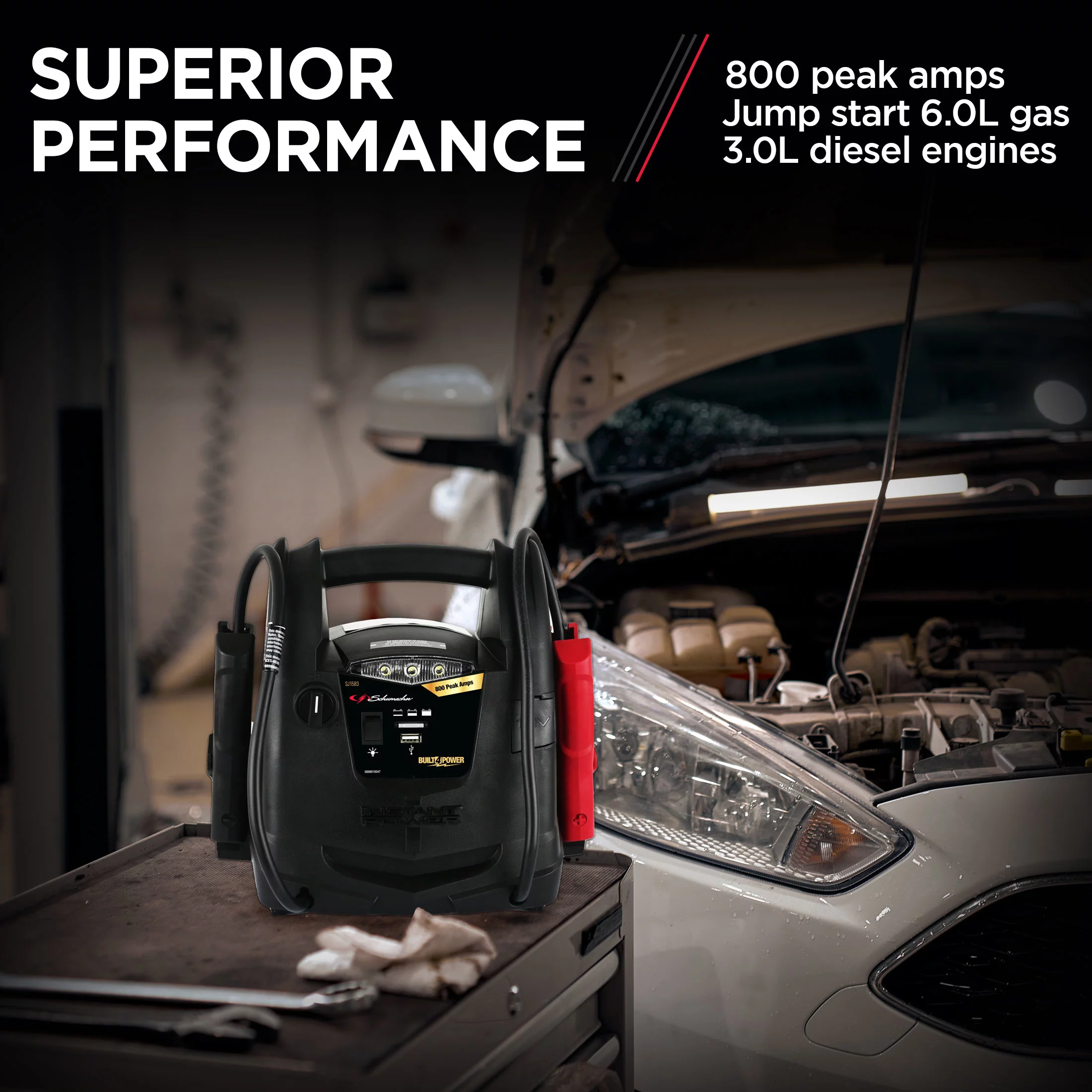 Schumacher SJ1583 Portable Power Station, 800A Jump Starter – 150-PSI Air Compressor, New in Box - Inhomebuy