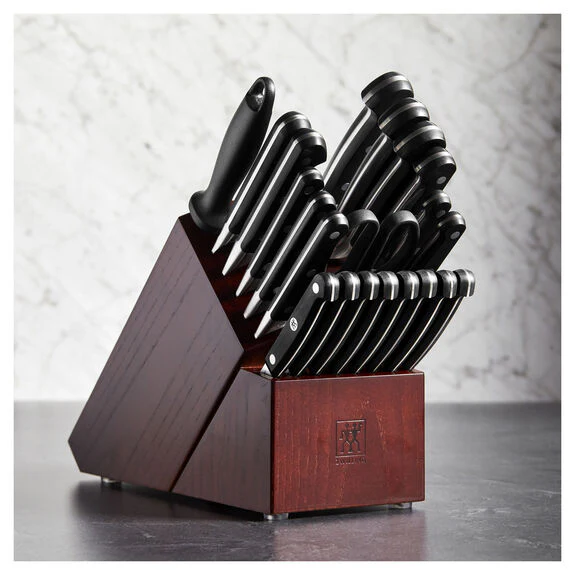 ZWILLING 22pc Knife Block Set w/ 8 Stamped Z Gourmet Steak Knives, Pro Series - Inhomebuy