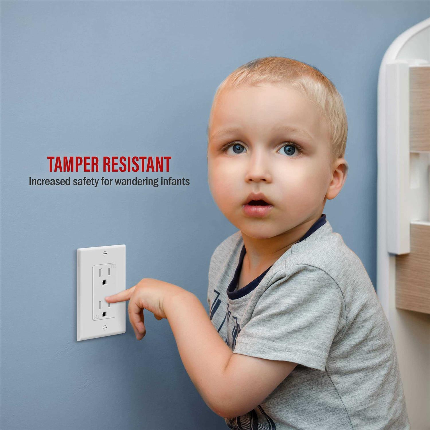 Enerlites Decorator Receptacle Outlet with Wall Plate Tamper-Resistant - Inhomebuy