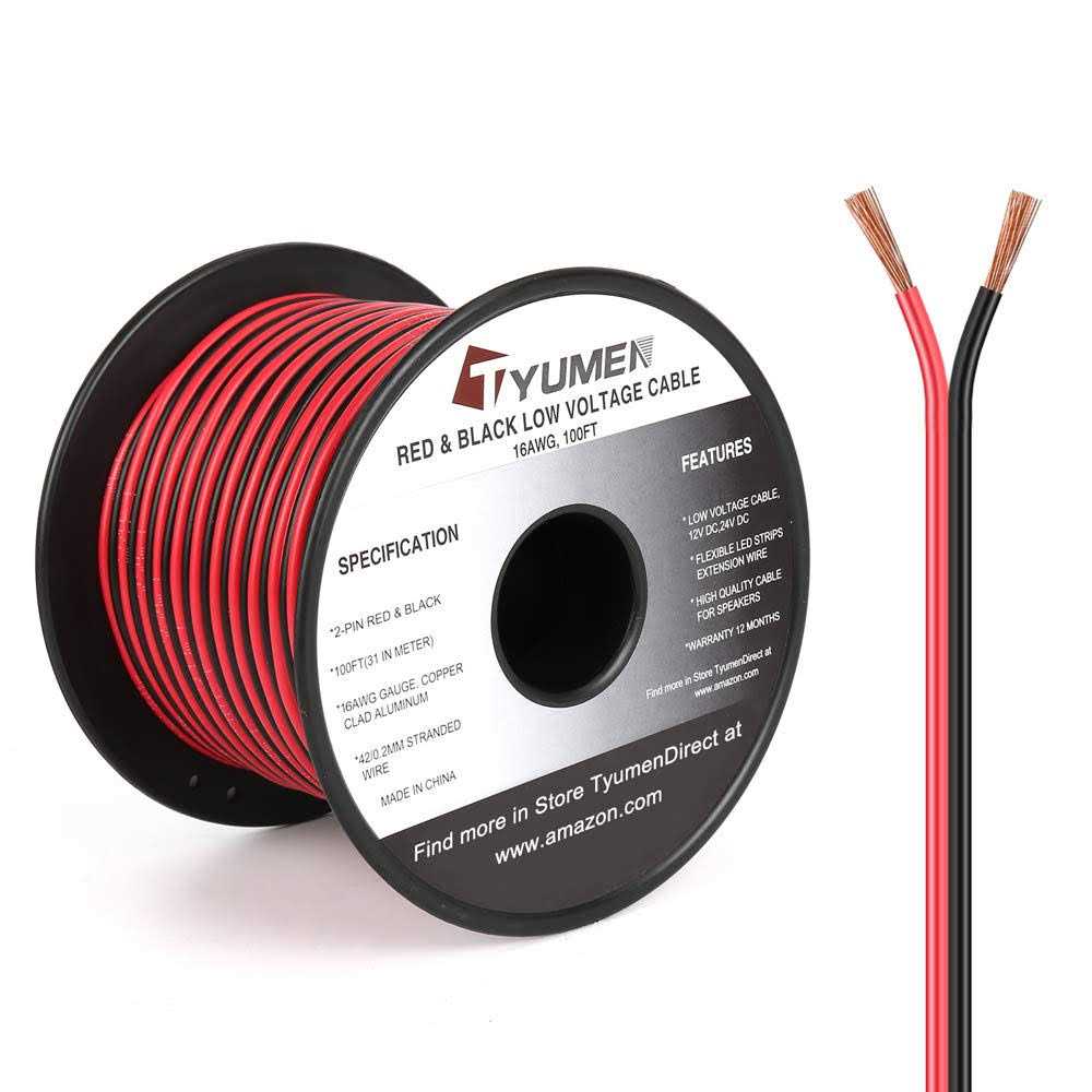 Tyumen 100ft Gauge 2pin 2 Color Red Black Cable Hookup Electrical Wire LED Strips Extension Wire 12v/24v DC Cable - Inhomebuy