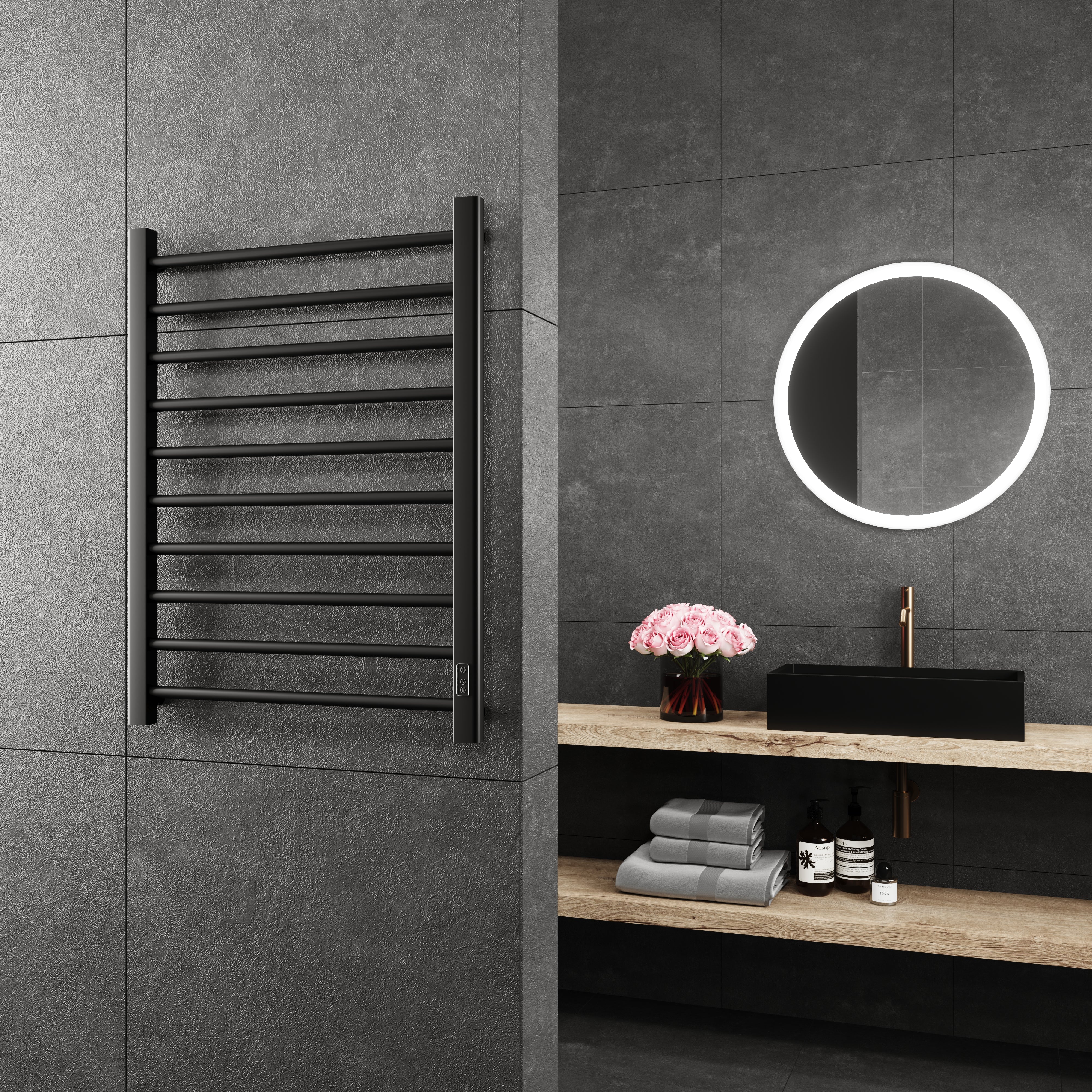 Elen Wall Mounted Electric Towel Warmer in Chrome 32