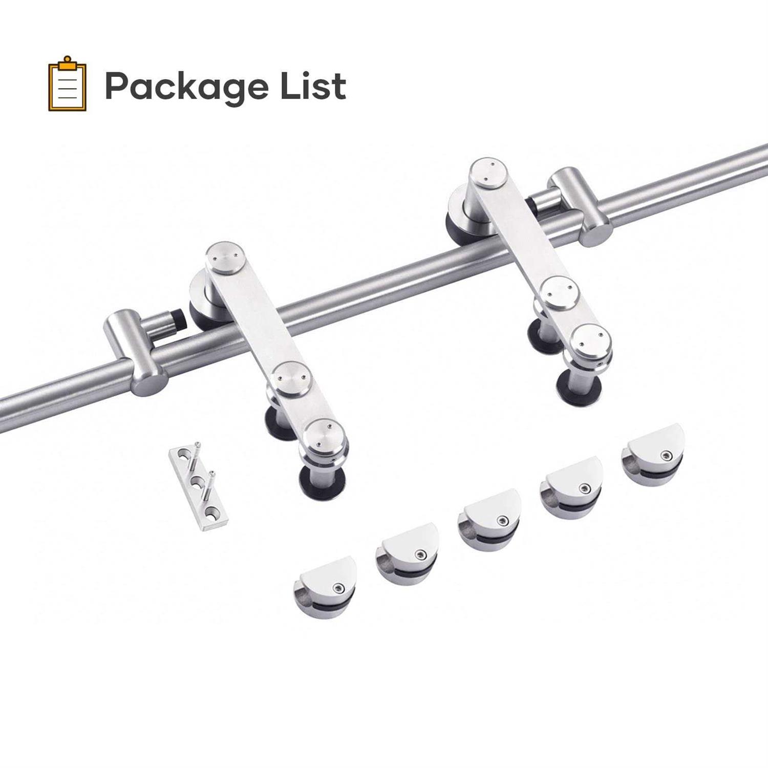 EaseLife 6.6 FT Brushed Nickel Sliding Barn Door Hardware Track Kit,Basic J Pulley,Heavy Duty,Slide Smoothly Quietly,Easy Install - Inhomebuy