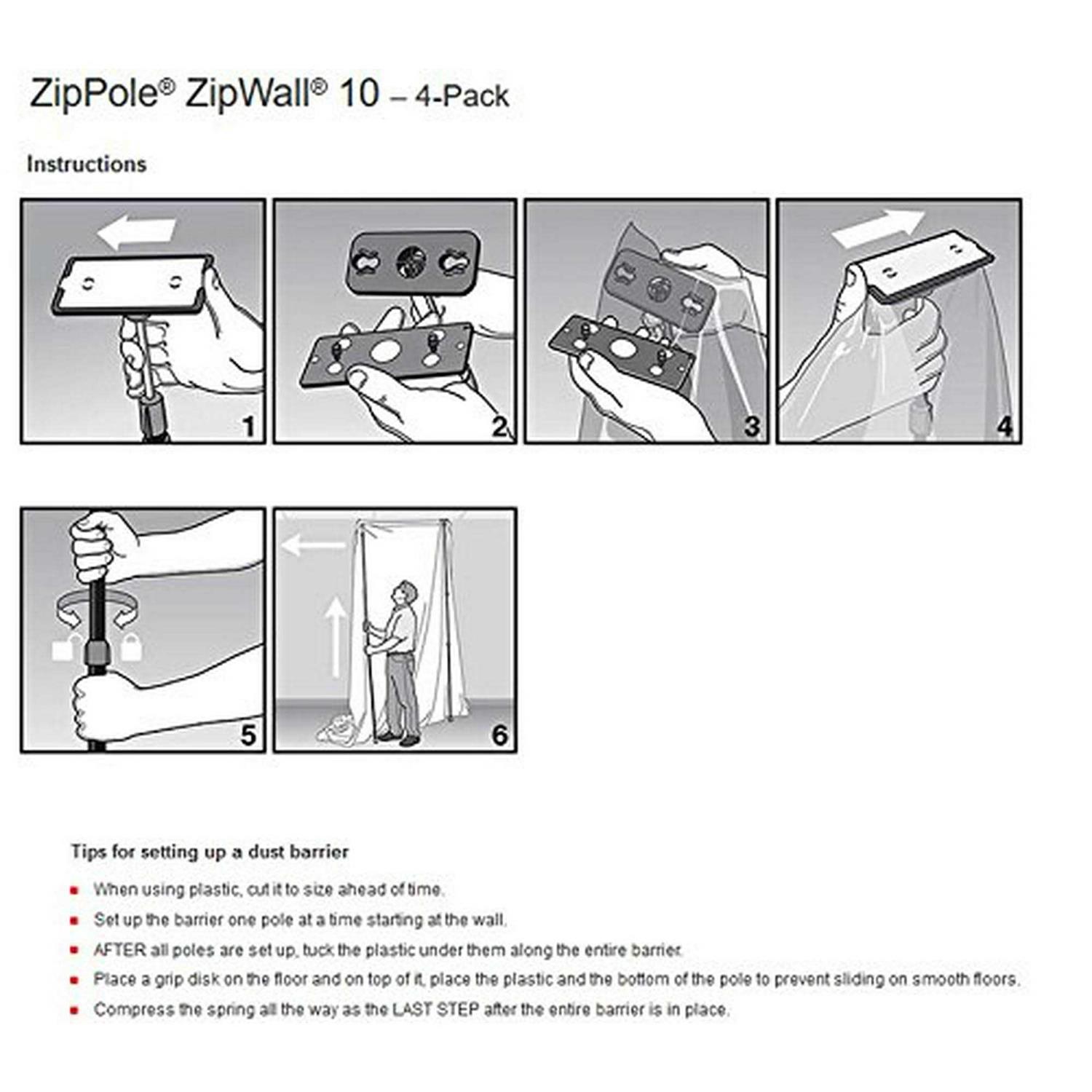 Zipwall ZipPole ZP4 Dust Barrier Pole - Inhomebuy