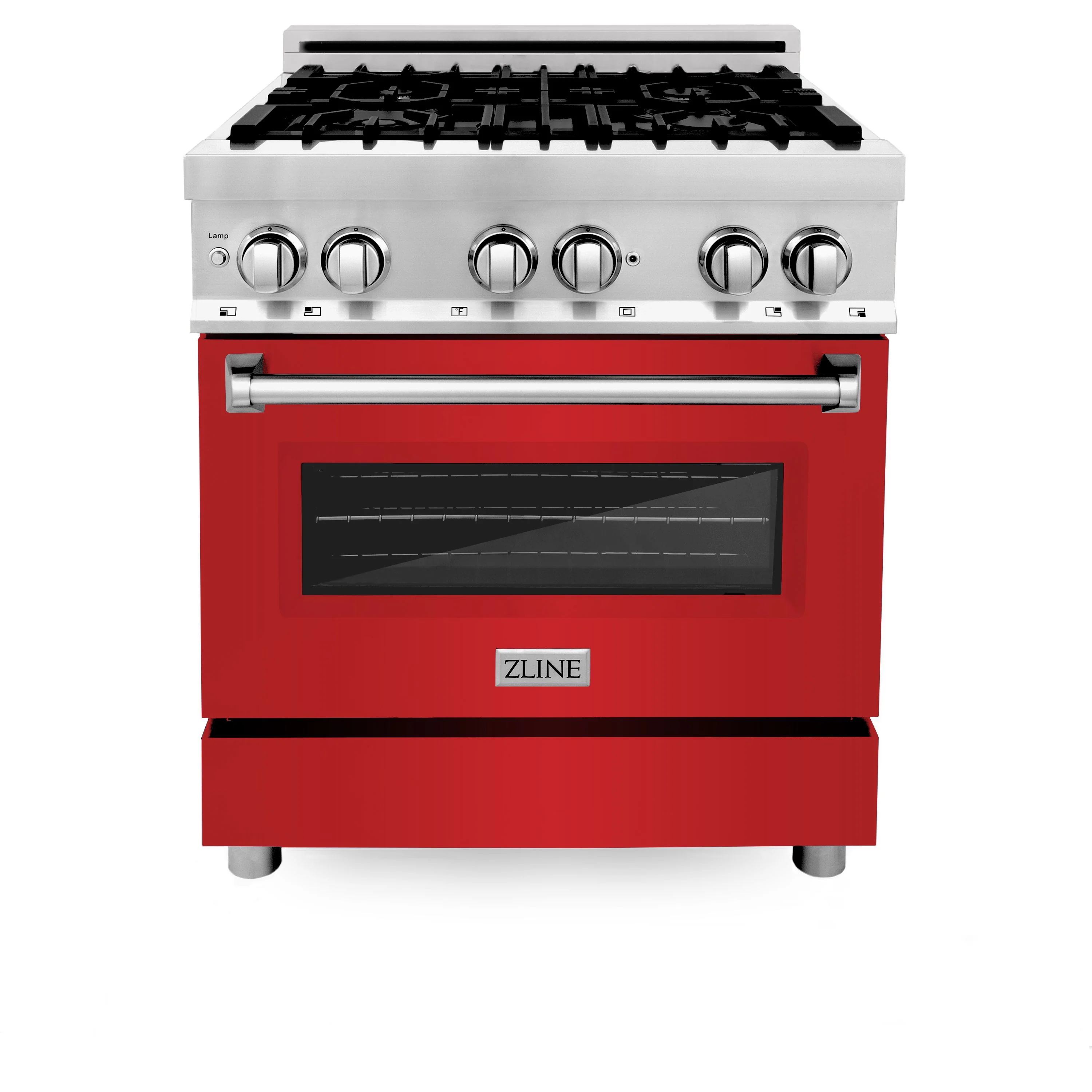 ZLINE 30 in. Professional Gas Burner/Electric Oven Stainless Steel Range with Red Matte Door, RA-RM-30 - Inhomebuy