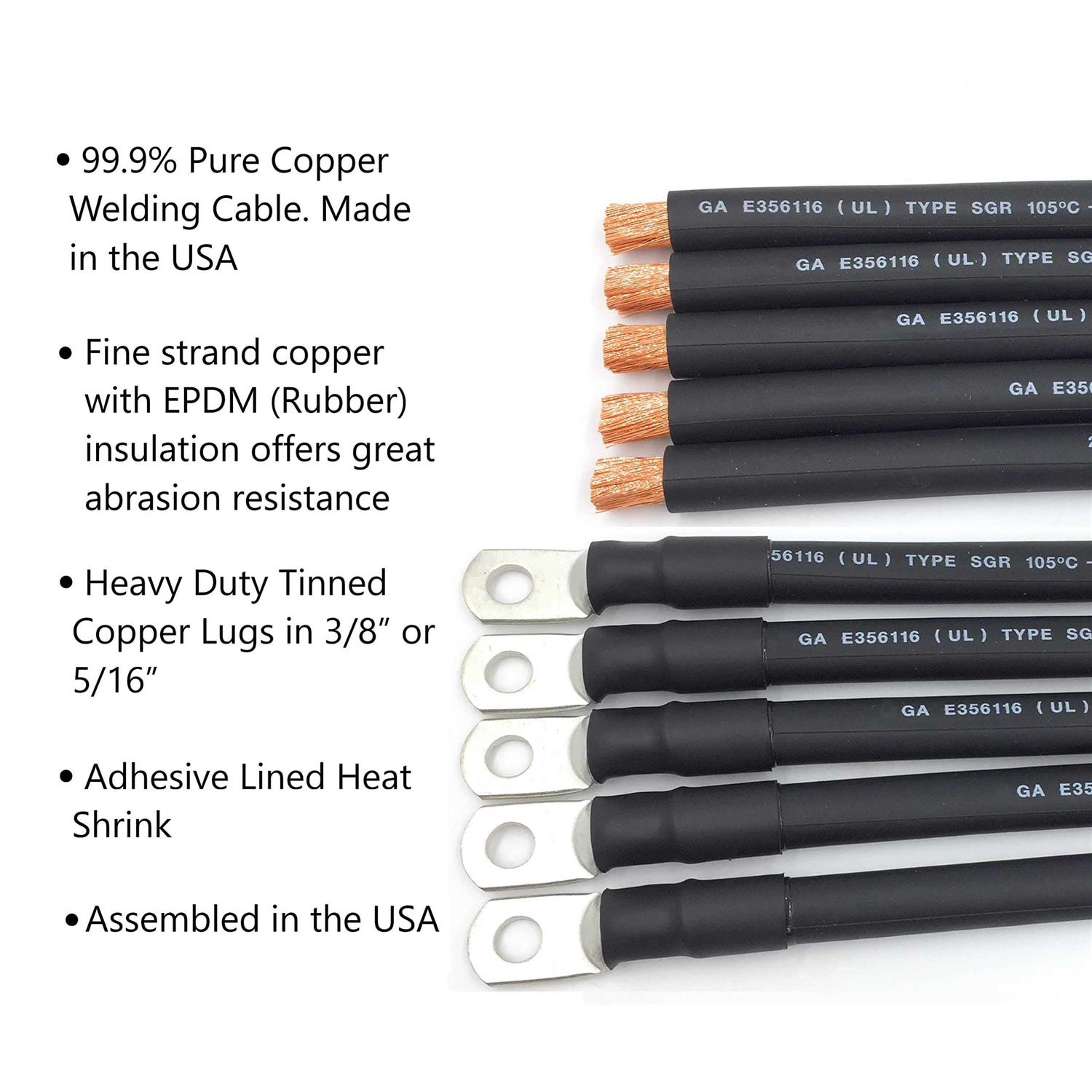 End Game 2 Awg Gauge Marine Grade Battery Cables Fully Assembled With Heavy Duty Tinned Lugs - Inhomebuy