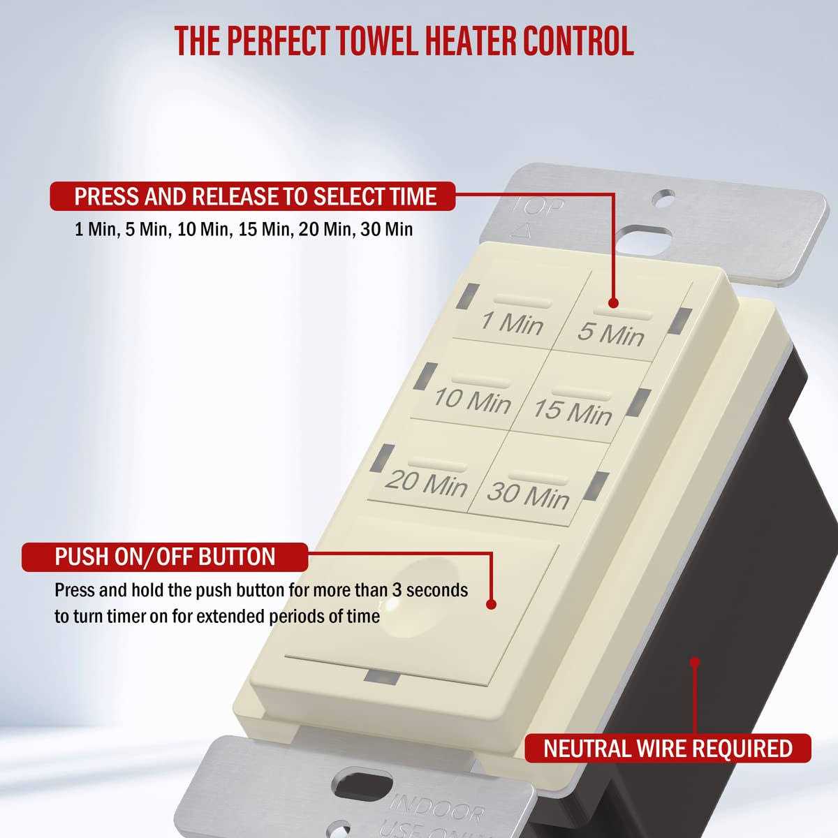 Enerlites Countdown Timer Switch 5-10-30-60 Min Hour For Bathroom Fans - Inhomebuy