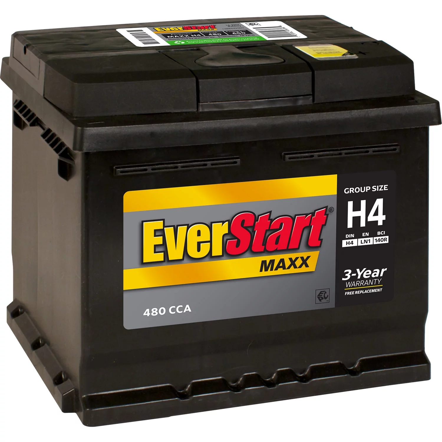 EverStart Maxx Lead Acid Automotive Battery, Group Size H4 / LN1 / 140R 12 Volt, 480 CCA - Inhomebuy