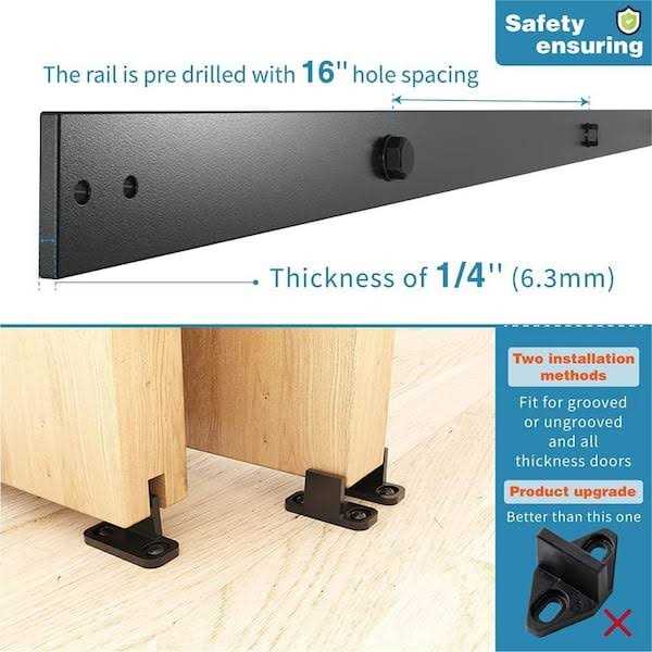 WINSOON Single Track Bypass Barn Door Hardware Double Doors Kit - Inhomebuy