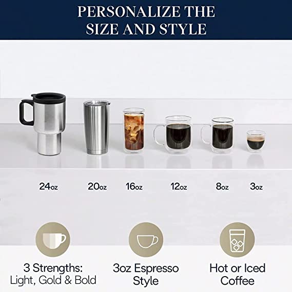 DeLonghi TrueBrew Drip Coffee Maker with built in grinder: Single Serve, 8 oz to 24 oz, Hot or Iced Coffee | CAM51025MB - Inhomebuy