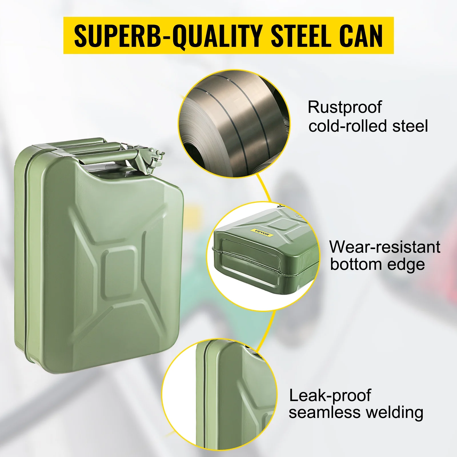 BENTISM Jerry Fuel Can, 5.3 Gallon / 20 L Portable Jerry Gas Can with Flexible Spout System, Rustproof & Heat-resistant Steel Fuel Tank for Cars Trucks Equipment, 2pcs Green - Inhomebuy