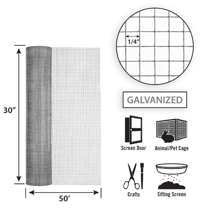 Garden Zone 24 in. x 15 ft. Galvanized Cage Wire 412415 - Inhomebuy