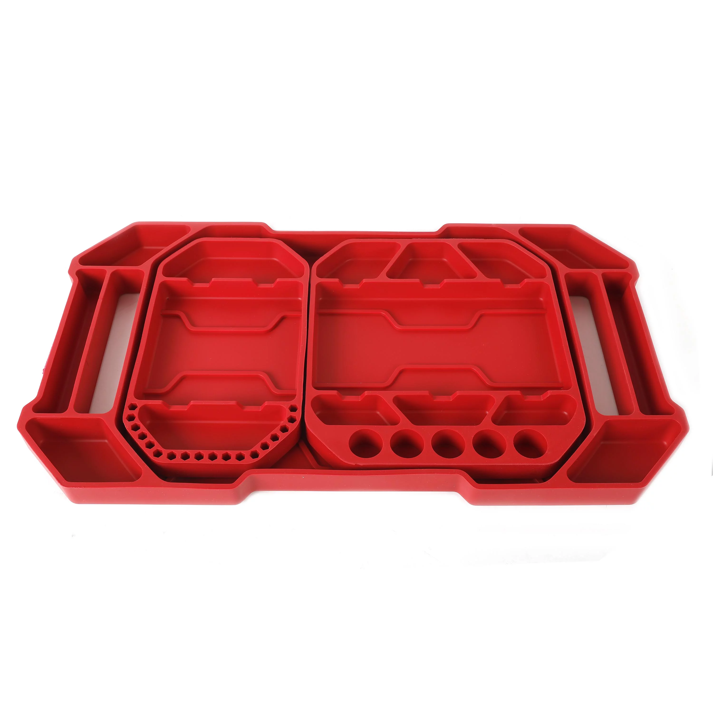Hyper Tough 3-Piece Silicone Tool Organizer Tray, Flexible, Red, Automotive Use, New - Inhomebuy