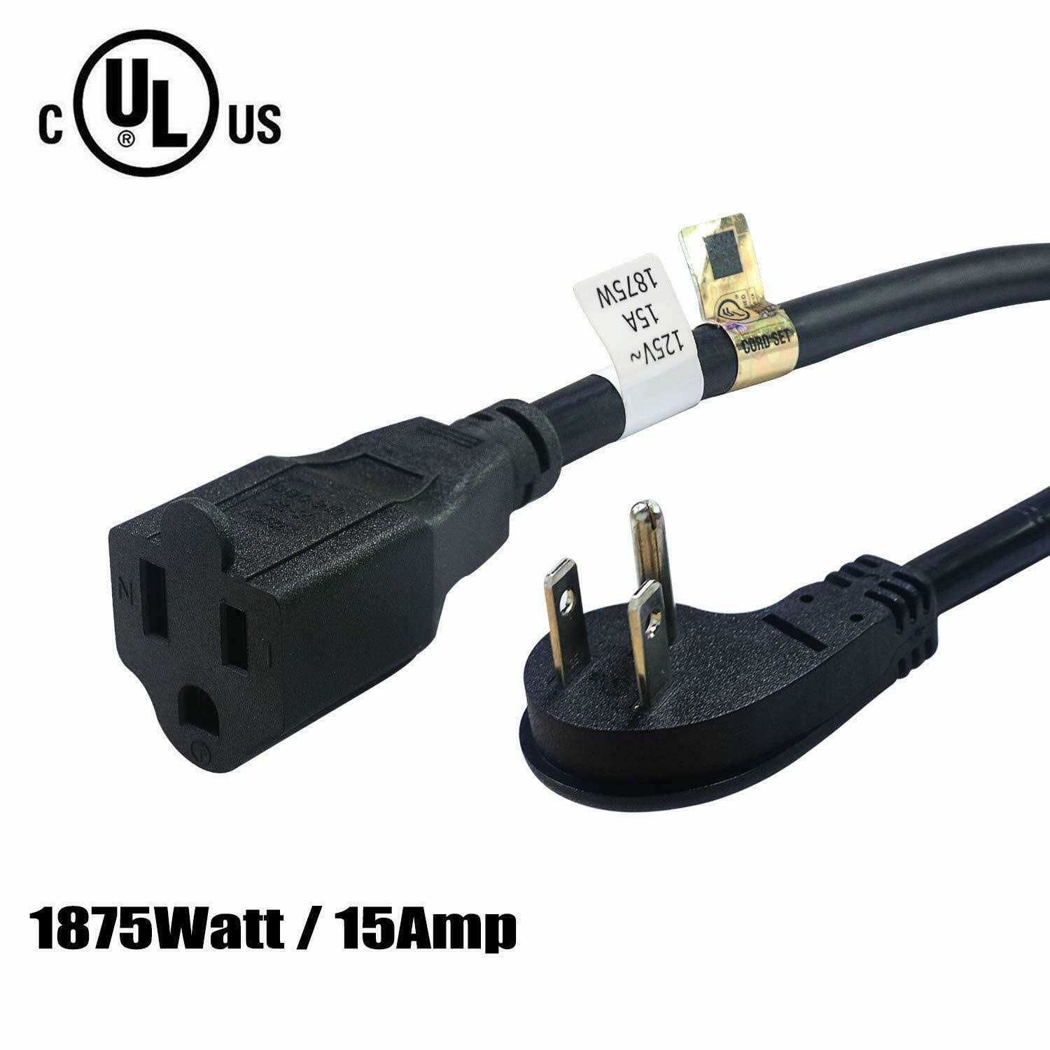 firmerst 1875W Flat Plug Extension Cord Black 2 feet - Inhomebuy