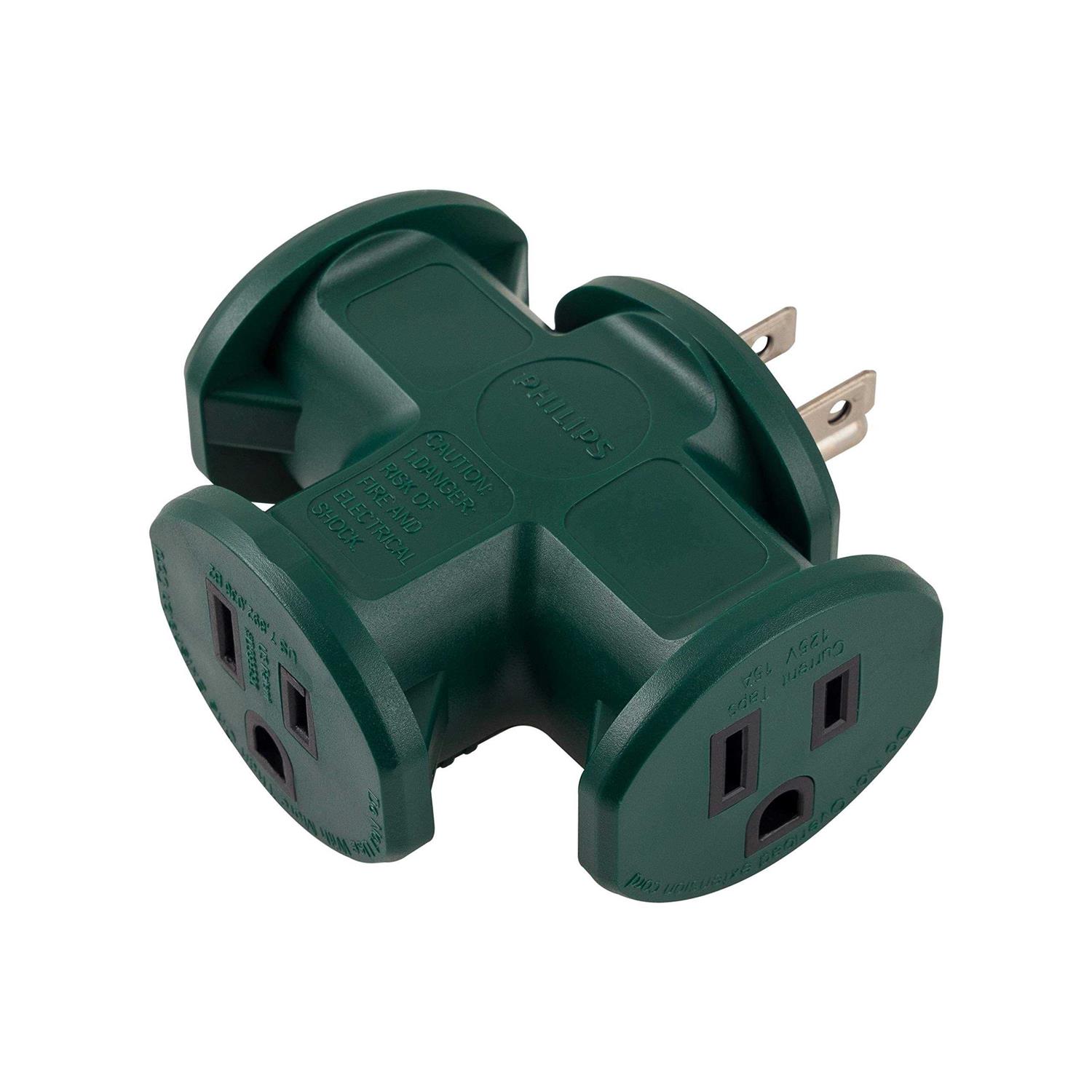 Philips EZGrip 3-Outlet 8ft. Indoor/Outdoor Extension Cord Black - Inhomebuy