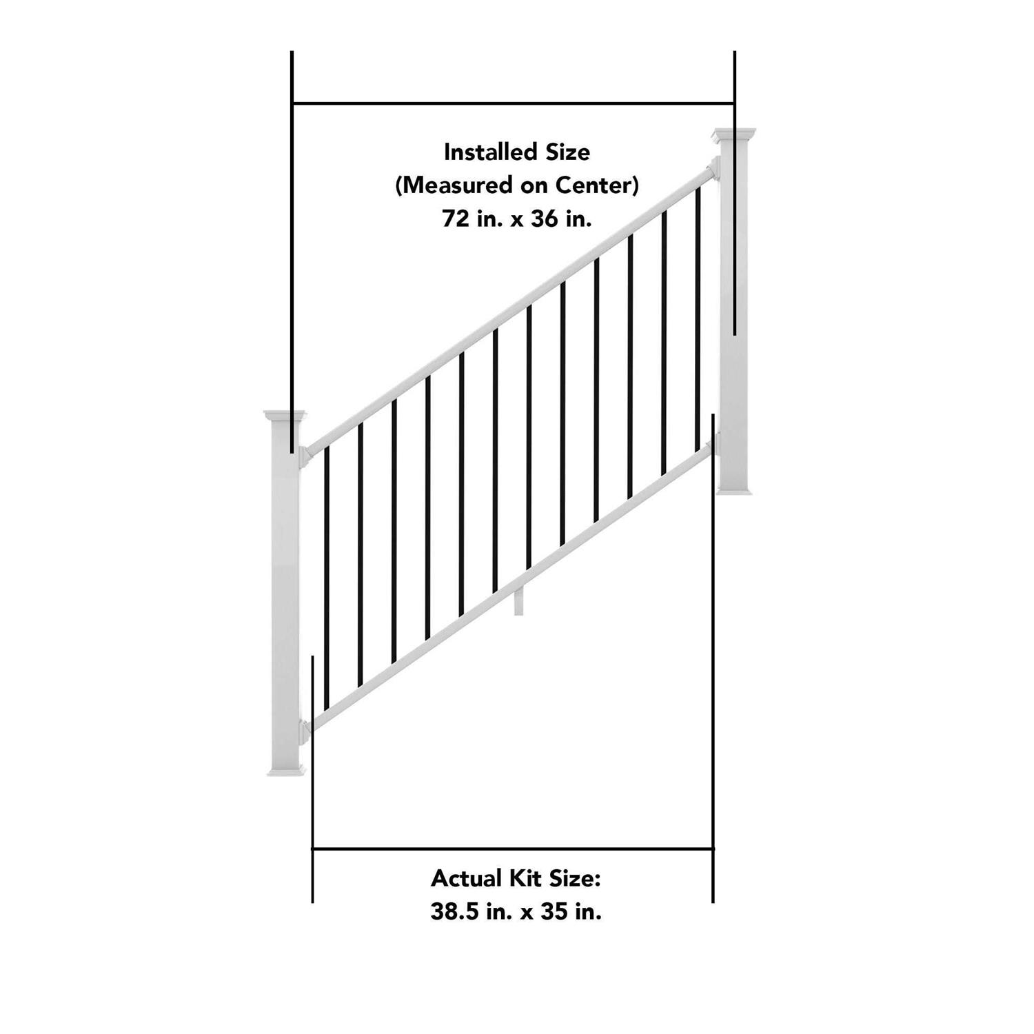 Deckorators Grab and Go 6-ft x 2.75-in x 36-in White Composite Deck Stair Rail Kit 346701 - Inhomebuy