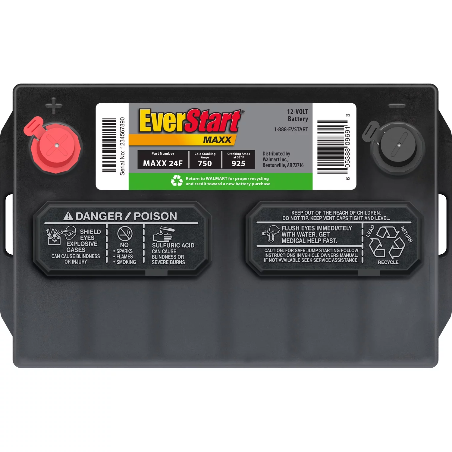 EverStart Maxx Lead Acid Automotive Battery, Group Size 24F 12 Volt, 750 CCA - Inhomebuy