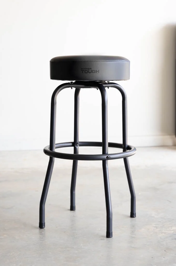 Hyper Tough 3-Piece Shop Table & Stool Set, Bar Height, Pub Table, Workbench, Steel, Black - Inhomebuy