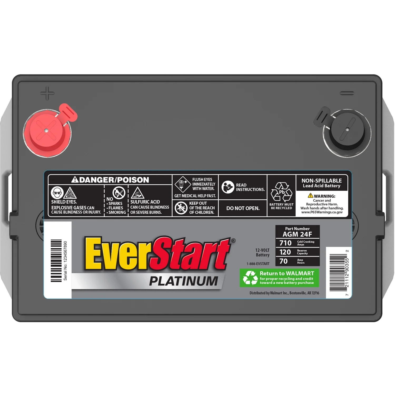 EverStart Platinum BOXED AGM Automotive Battery, Group Size 24F 12 Volt, 710 CCA - Inhomebuy