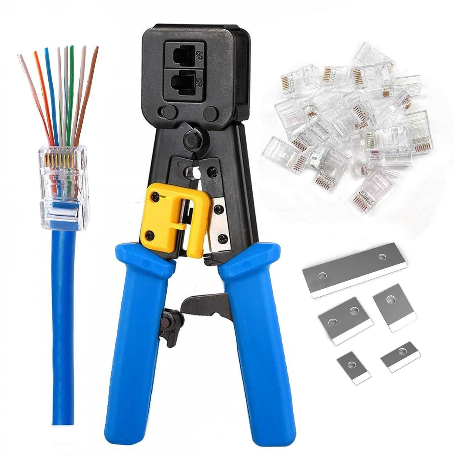 Petechtool Rj45 Cat6 Cat5 Connectors Ends Gold Plated 8p8c Ethernet Pass Through Plug - Inhomebuy