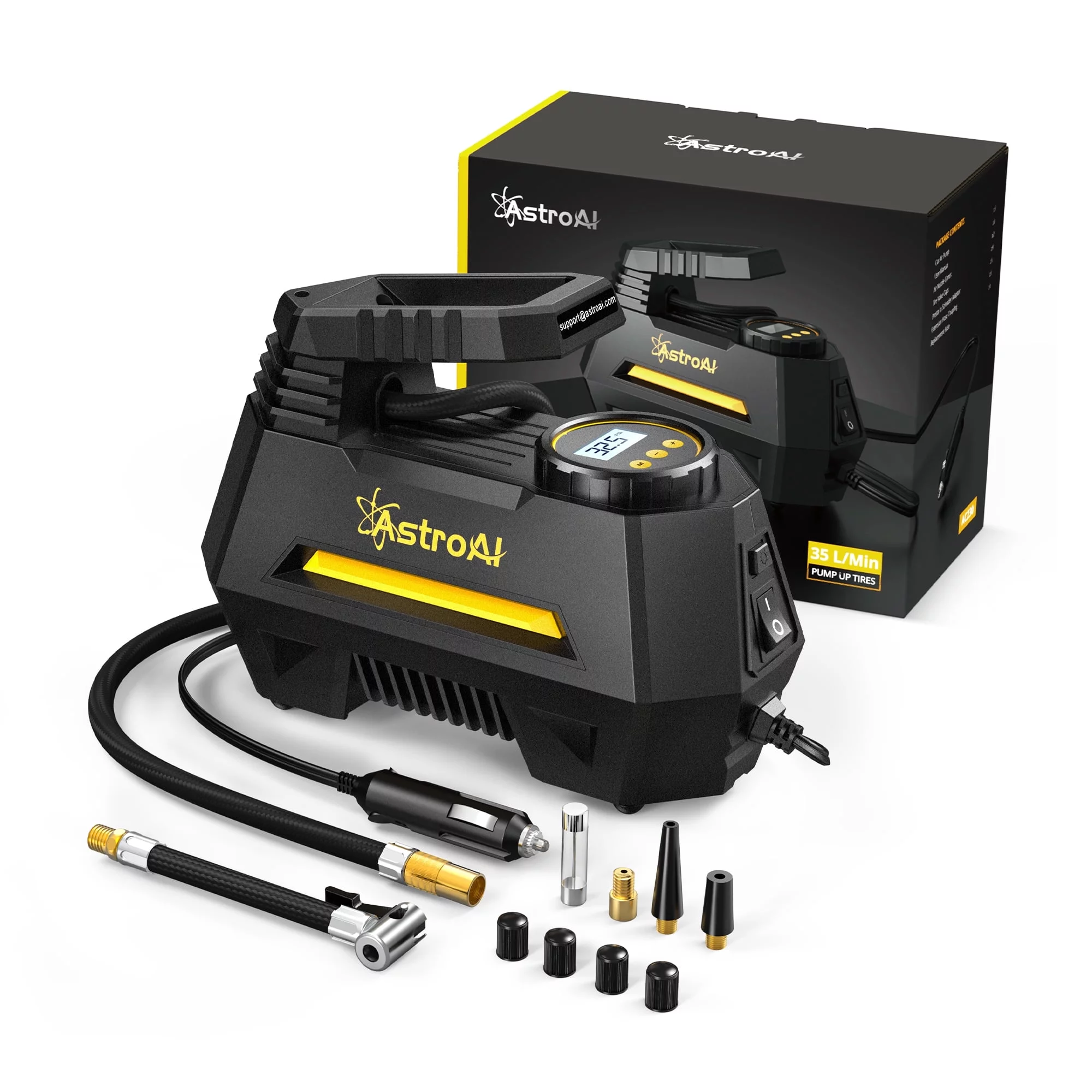 Car Tire Inflator 100 PSI, Electric Tire Compressor, Inflatables Air Car Pump, Yellow - Inhomebuy