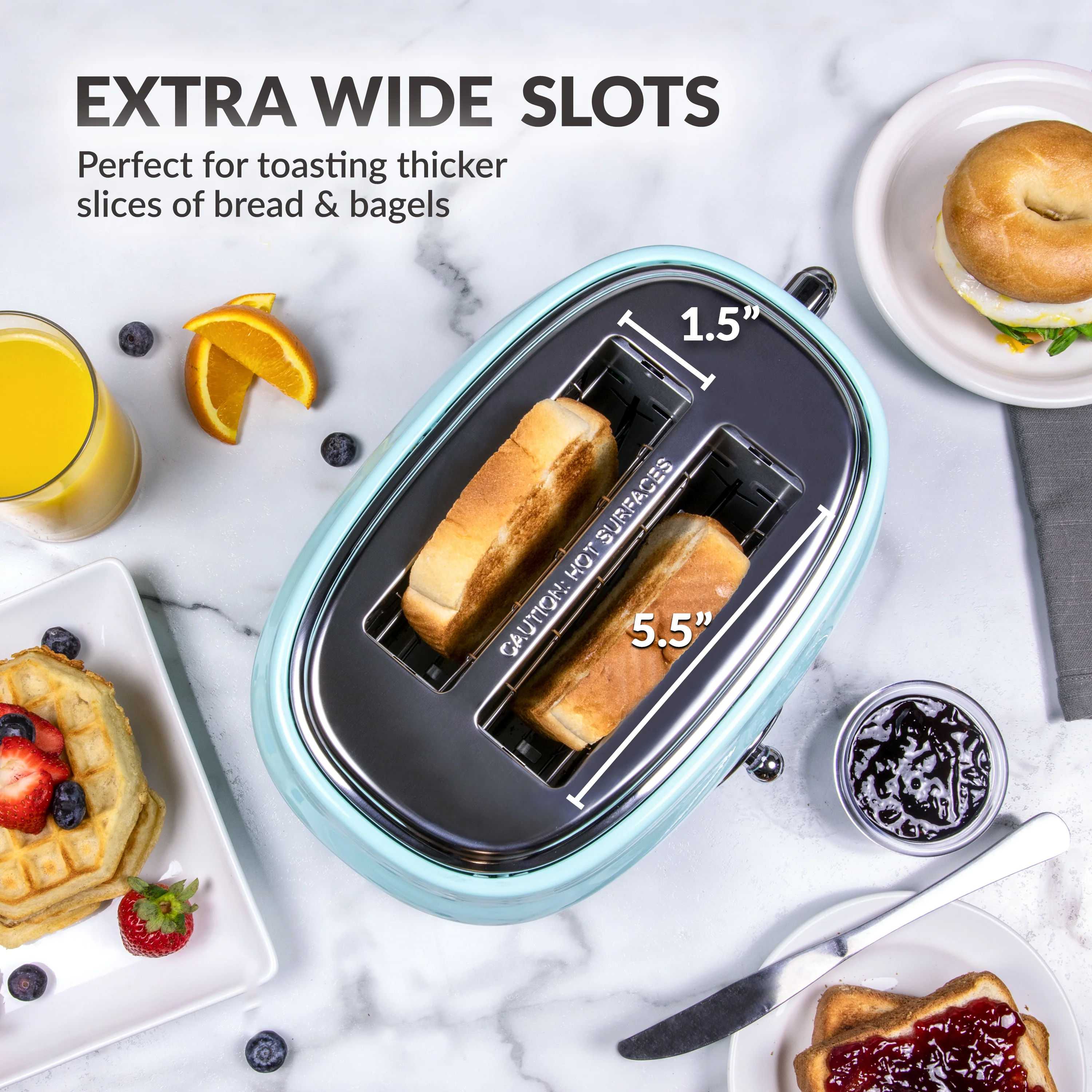 Classic Retro 2-Slice Toaster, Aqua - Inhomebuy