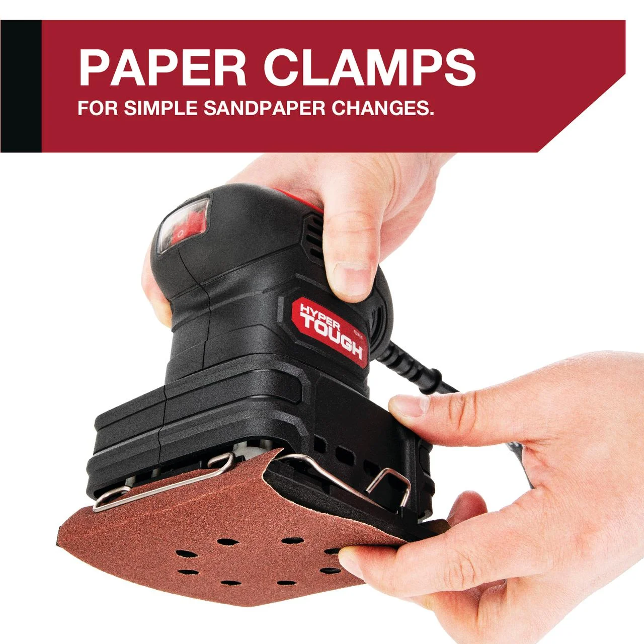 Hyper Tough 2 Amp Corded 1/4 Sheet Palm Sander with Dust Bag, Vacuum Hose Adapter, Punch Plate & 3 Sanding Sheets (60, 80 & 120 Grit) - Inhomebuy
