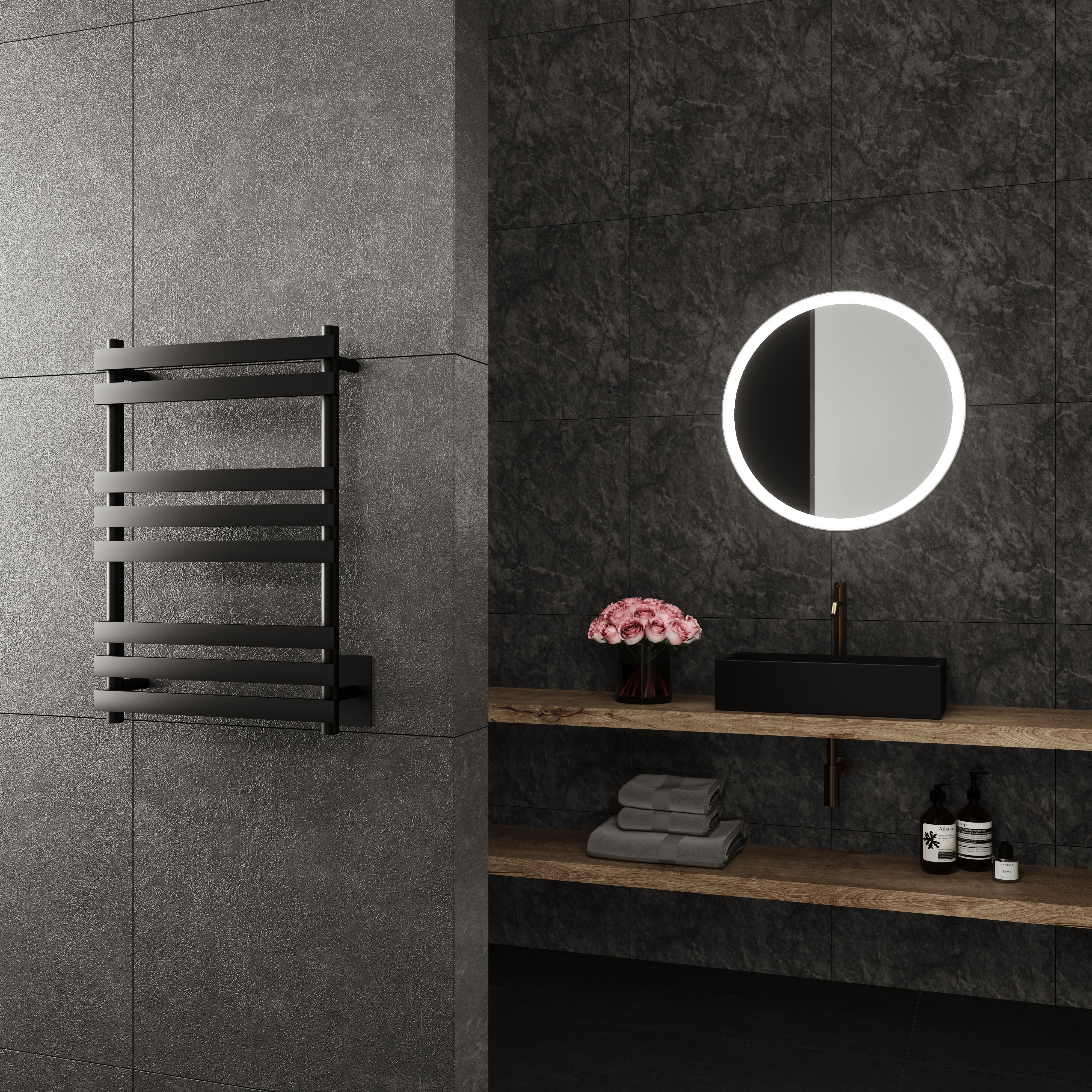 Hemera Wall Mounted Electric Towel Warmer in Black - Inhomebuy