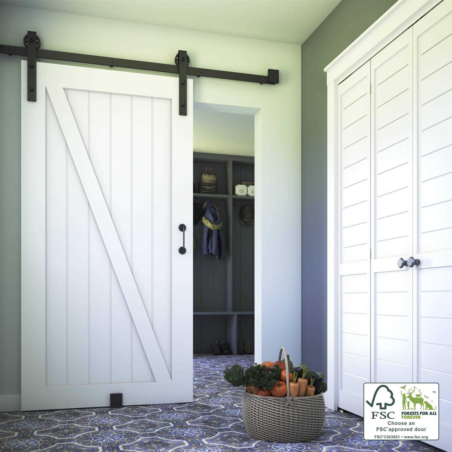 EightDoors Z-Shape Solid Wood Core Barn Door - Inhomebuy