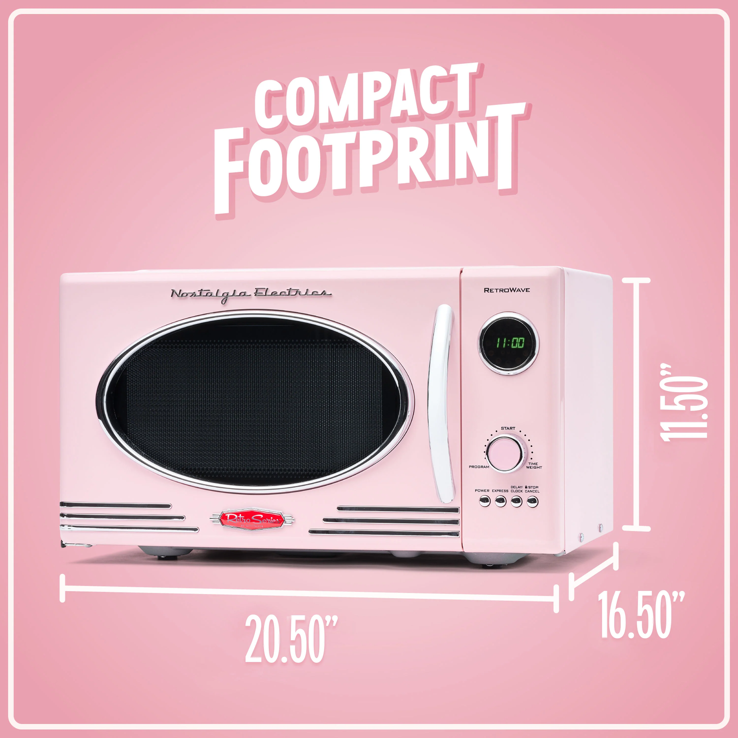 Retro 0.9 Cubic Foot 800-Watt Countertop Microwave Oven - Pink - Inhomebuy